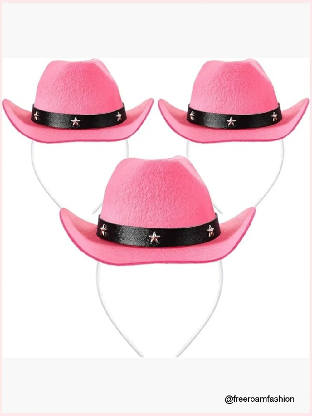 Set of 3 Detachable Cowgirl Hat Headbands Mini Cowboy Costume Hair Accessory